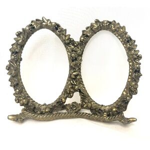 Vintage Brass double oval picture frame